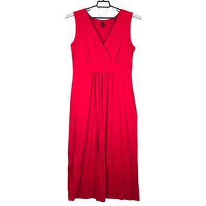 Womens Woosea Red Sleeveless Maxi Dress V Neck Pleated Waist Rayon Blend XXL